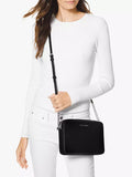 Michael Kors Jet Set Travel Leather East / West Cross Body Bag, Black/Silver