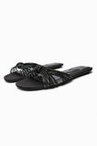 VINYL SLIDER SANDALS WITH STRAPS